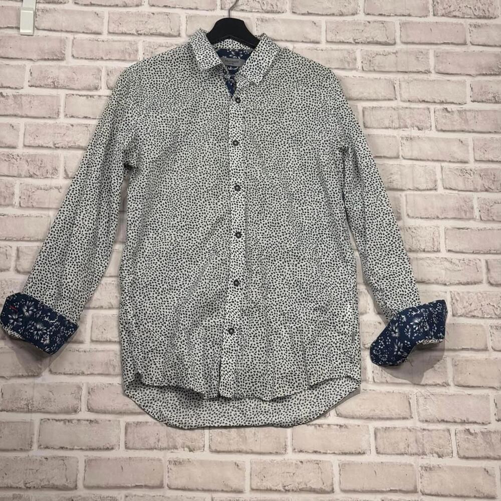 Matinique Fitted Dress Shirt Men's M Patterned Flip Cuff Denmark